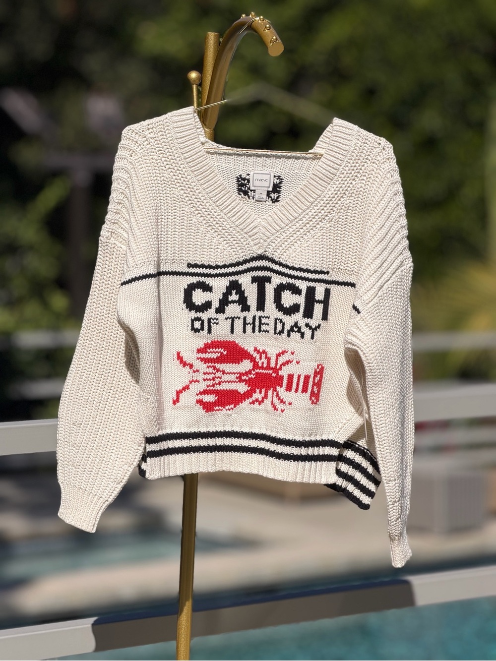 Maeve 'Catch of the Day' Cream Knit Sweater